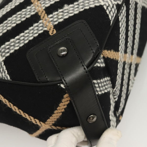 BURBERRY Nova Check Blue Label Tote Bag Wool Black Auth 127403