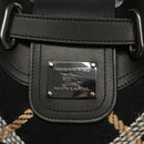 BURBERRY Nova Check Blue Label Tote Bag Wool Black Auth 127403-10