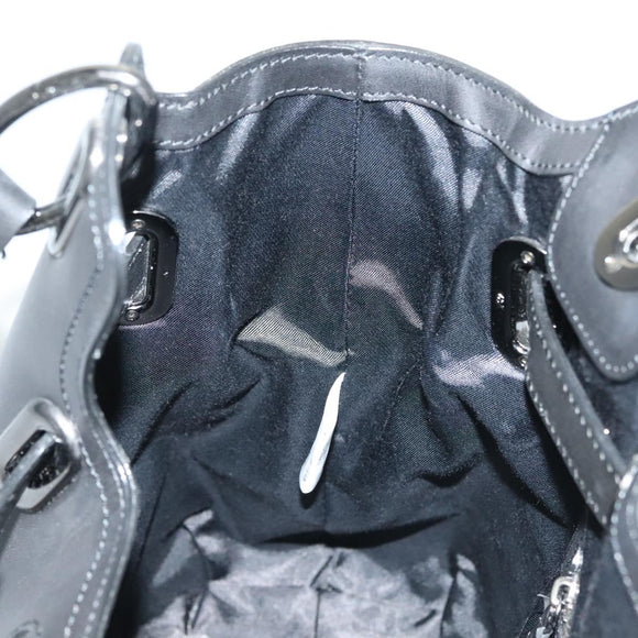 BURBERRY Nova Check Blue Label Tote Bag Wool Black Auth 127403