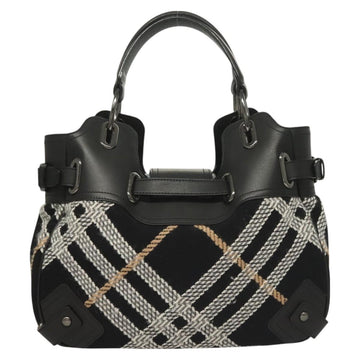 BURBERRY Nova Check Blue Label Tote Bag Wool Black Auth 127403 - 0