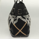 BURBERRY Nova Check Blue Label Tote Bag Wool Black Auth 127403-3