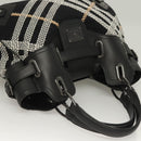BURBERRY Nova Check Blue Label Tote Bag Wool Black Auth 127403-6