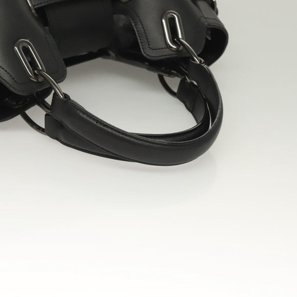 BURBERRY Nova Check Blue Label Tote Bag Wool Black Auth 127403