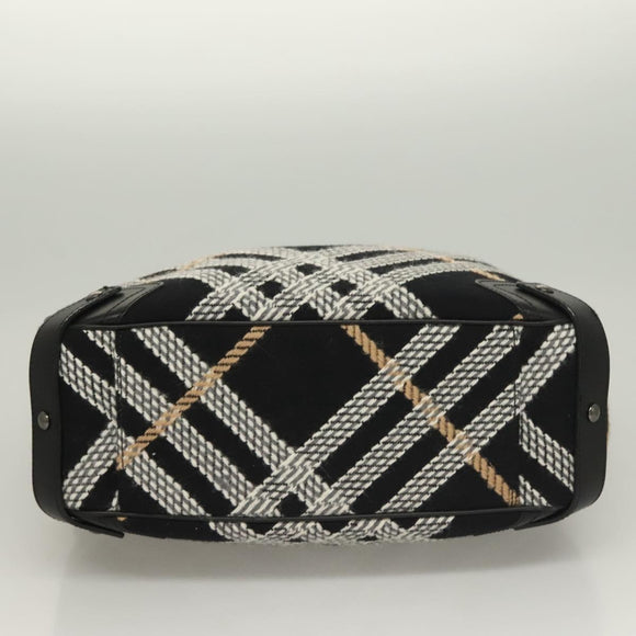 BURBERRY Nova Check Blue Label Tote Bag Wool Black Auth 127403