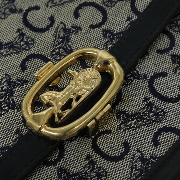 CELINE C Sulky Shoulder Bag Canvas Brown Gold Auth 127423