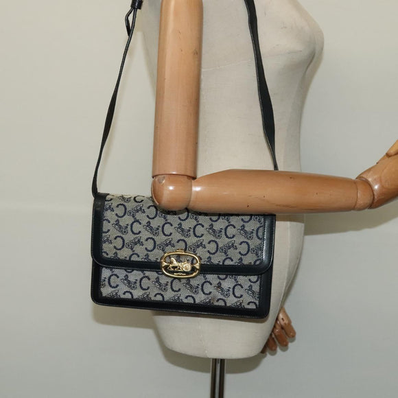 CELINE C Sulky Shoulder Bag Canvas Brown Gold Auth 127423