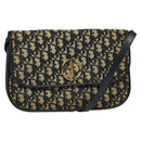 Christian Dior Trotter Canvas Shoulder Bag Navy Gold Auth 127425-1