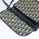 Christian Dior Trotter Canvas Shoulder Bag Navy Gold Auth 127425-14