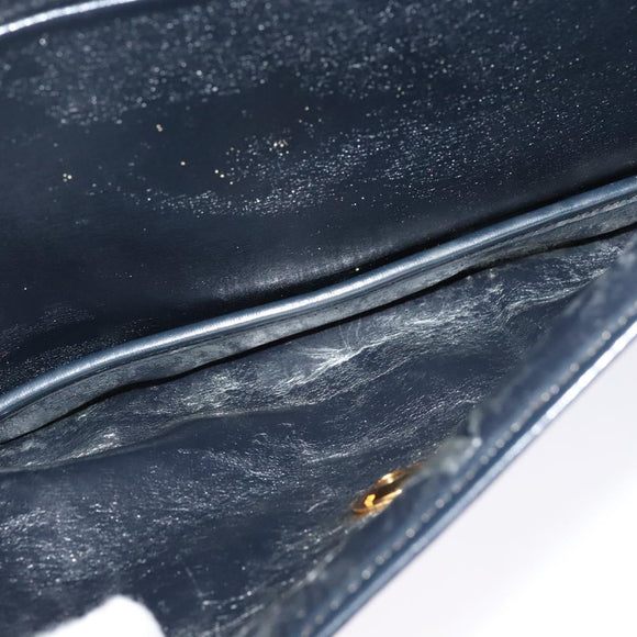 Christian Dior Trotter Canvas Shoulder Bag Navy Gold Auth 127425