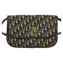 Christian Dior Trotter Canvas Shoulder Bag Navy Gold Auth 127425-2