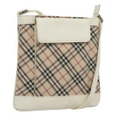 BURBERRY Nova Check Shoulder Bag Canvas Beige Silver Auth 127446-1