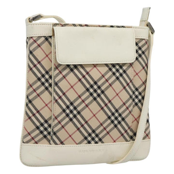 BURBERRY Nova Check Shoulder Bag Canvas Beige Silver Auth 127446