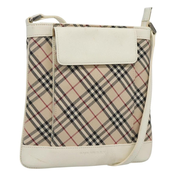 BURBERRY Nova Check Shoulder Bag Canvas Beige Silver Auth 127446