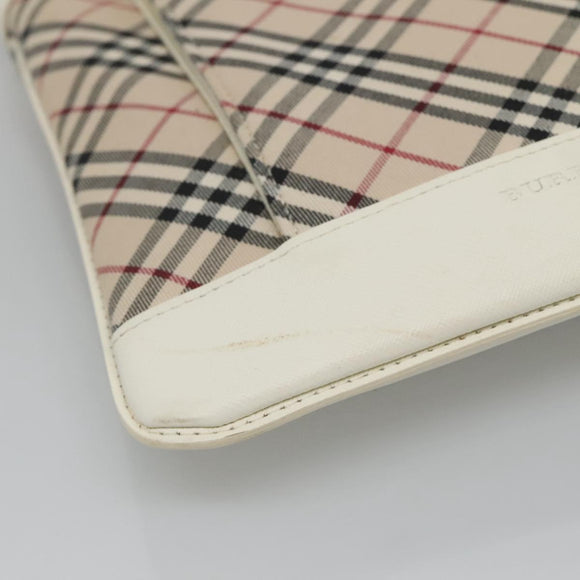 BURBERRY Nova Check Shoulder Bag Canvas Beige Silver Auth 127446