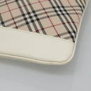BURBERRY Nova Check Shoulder Bag Canvas Beige Silver Auth 127446-12