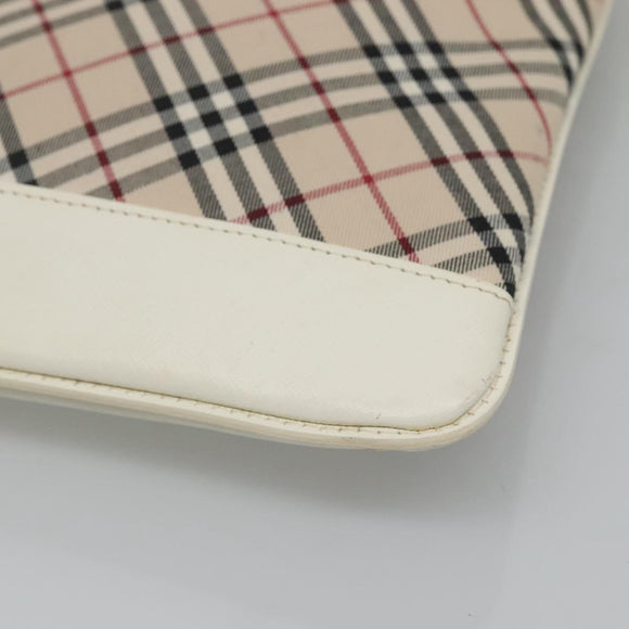 BURBERRY Nova Check Shoulder Bag Canvas Beige Silver Auth 127446