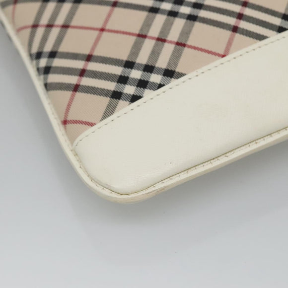 BURBERRY Nova Check Shoulder Bag Canvas Beige Silver Auth 127446