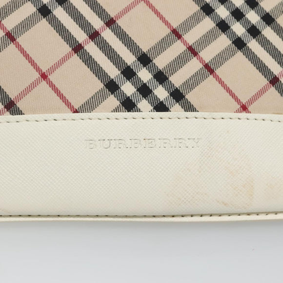 BURBERRY Nova Check Shoulder Bag Canvas Beige Silver Auth 127446