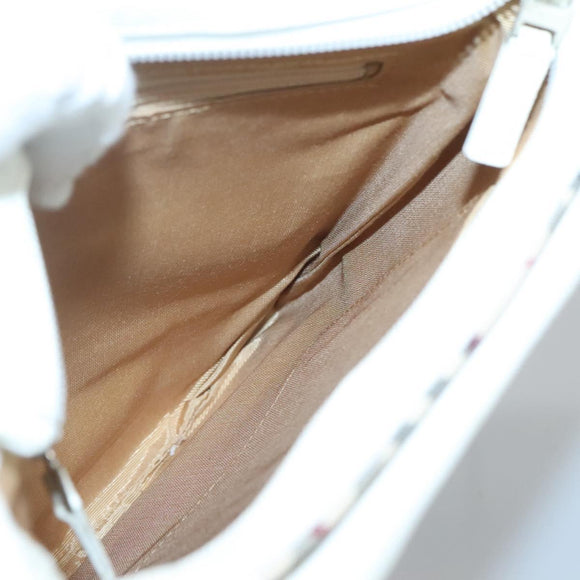 BURBERRY Nova Check Shoulder Bag Canvas Beige Silver Auth 127446