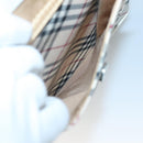 BURBERRY Nova Check Shoulder Bag Canvas Beige Silver Auth 127446-22