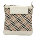BURBERRY Nova Check Shoulder Bag Canvas Beige Silver Auth 127446-13