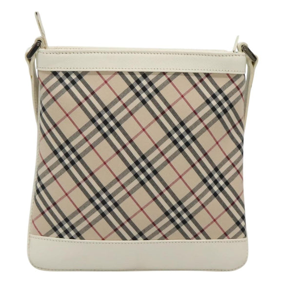BURBERRY Nova Check Shoulder Bag Canvas Beige Silver Auth 127446