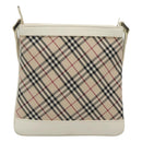 BURBERRY Nova Check Shoulder Bag Canvas Beige Silver Auth 127446-2