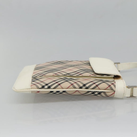 BURBERRY Nova Check Shoulder Bag Canvas Beige Silver Auth 127446