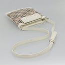 BURBERRY Nova Check Shoulder Bag Canvas Beige Silver Auth 127446-7