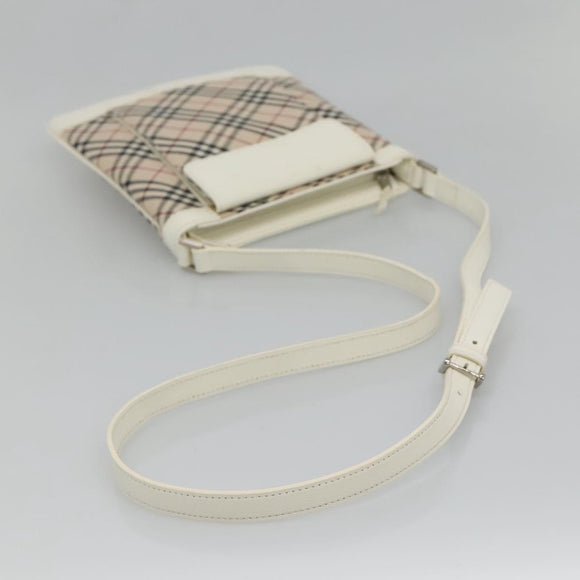 BURBERRY Nova Check Shoulder Bag Canvas Beige Silver Auth 127446