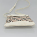BURBERRY Nova Check Shoulder Bag Canvas Beige Silver Auth 127446-5