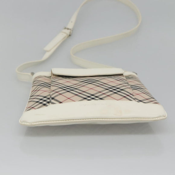 BURBERRY Nova Check Shoulder Bag Canvas Beige Silver Auth 127446
