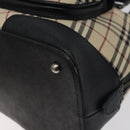 BURBERRY Nova Check Hand Bag Canvas Beige Silver Auth 127448-8