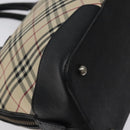 BURBERRY Nova Check Hand Bag Canvas Beige Silver Auth 127448-17