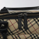 BURBERRY Nova Check Hand Bag Canvas Beige Silver Auth 127448-10