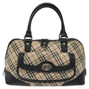 BURBERRY Nova Check Hand Bag Canvas Beige Silver Auth 127448-13