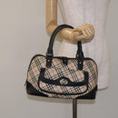 BURBERRY Nova Check Hand Bag Canvas Beige Silver Auth 127448-22