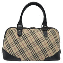 BURBERRY Nova Check Hand Bag Canvas Beige Silver Auth 127448-2