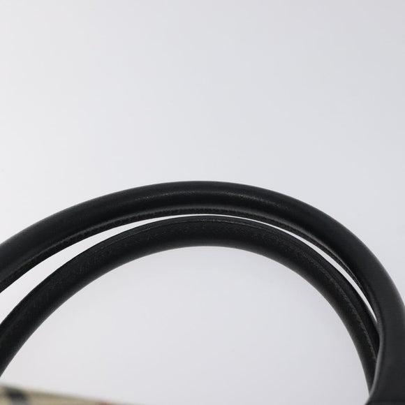 BURBERRY Nova Check Hand Bag Canvas Beige Silver Auth 127448