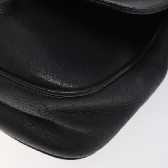 Salvatore Ferragamo Gancini Shoulder Bag Leather Black Gold Auth 127449