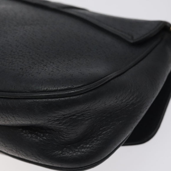 Salvatore Ferragamo Gancini Shoulder Bag Leather Black Gold Auth 127449