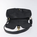 Salvatore Ferragamo Gancini Shoulder Bag Leather Black Gold Auth 127449-10