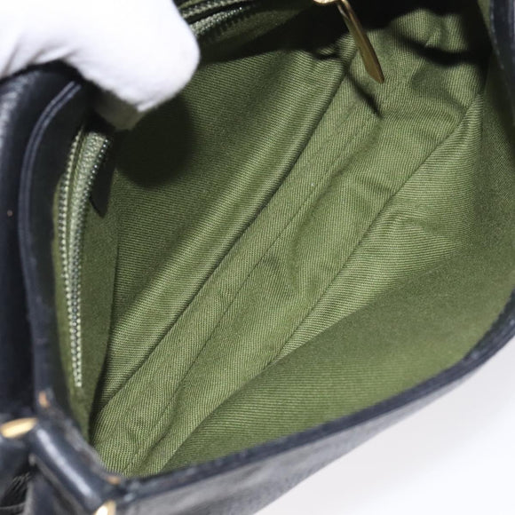 Salvatore Ferragamo Gancini Shoulder Bag Leather Black Gold Auth 127449