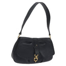 Salvatore Ferragamo Gancini Shoulder Bag Leather Black Gold Auth 127449-1