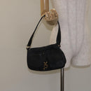 Salvatore Ferragamo Gancini Shoulder Bag Leather Black Gold Auth 127449-21