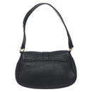 Salvatore Ferragamo Gancini Shoulder Bag Leather Black Gold Auth 127449-2