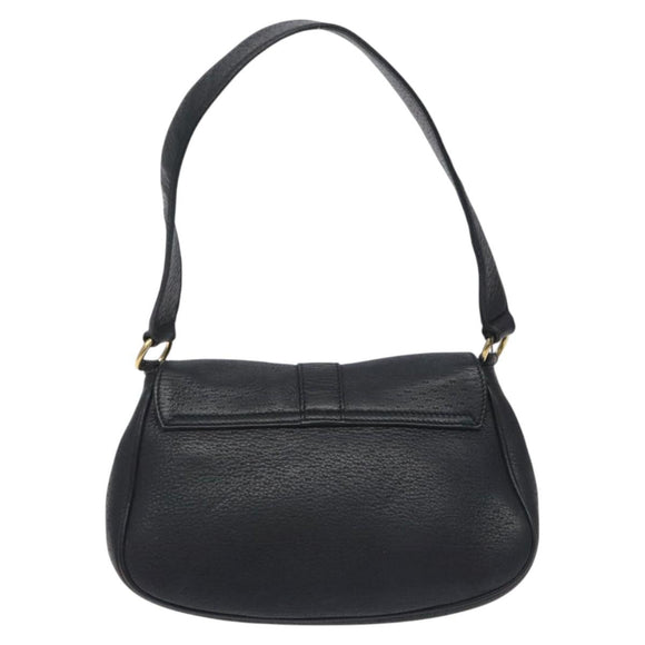 Salvatore Ferragamo Gancini Shoulder Bag Leather Black Gold Auth 127449