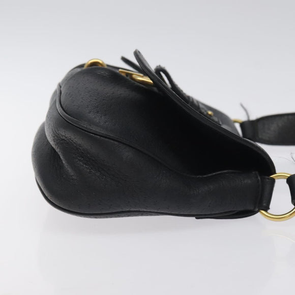 Salvatore Ferragamo Gancini Shoulder Bag Leather Black Gold Auth 127449