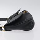 Salvatore Ferragamo Gancini Shoulder Bag Leather Black Gold Auth 127449-4