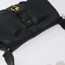 Salvatore Ferragamo Gancini Shoulder Bag Leather Black Gold Auth 127449-6